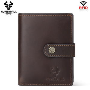 Porte-monnaie unisexe en cuir Crazy Horse Hummer Paul, portefeuille court RFID, fermeture éclair vintage transfrontalière, cuir véritable, polyester, <span class=keywords><strong>carte</strong></span> - Product Image 3