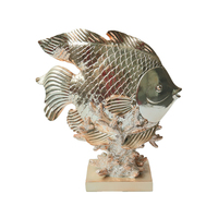 Maison Décoration Polyresin Poisson Rouge Figurine Décor Nautique Résine Or Poisson Statue Table Fengshui Décoration