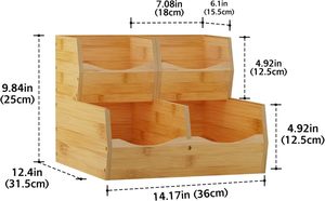 3 Bộ tre mở phía trước lưu trữ Thùng mộc mạc xếp chồng đựng thức ăn tổ chức cho nhà bếp truy cập văn phòng phòng ngủ lưu trữ - Product Image 3