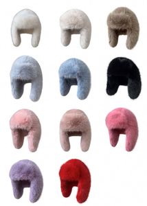 New Autumn and Winter Plush Solid Color <b>Faux</b> <b>Fur</b> Pullover <b>Hat</b> Fashionable Outdoor Street Versatile Warm <b>Hats</b> for Adults - Product Image 2