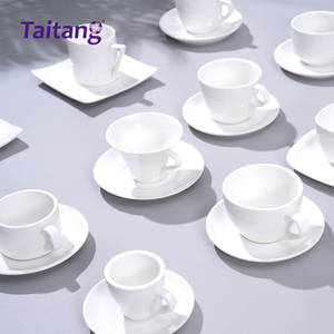 Tazza <span class=keywords><strong>da</strong></span> tè in ceramica per HoReCa, personalizzabile, in porcellana bianca <span class=keywords><strong>con</strong></span> <span class=keywords><strong>piattino</strong></span> - Product Image 2