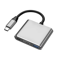 Station d'accueil USB-C 3-en-1 avec 3 ports 2.0 4K60Hz en alliage d'aluminium, garantie 12 mois - Pour ordinateur portable/téléphone/téléviseur - En stock