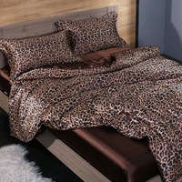 Vente en gros Parure de lit en soie lavée motif grain de léopard de luxe Parure de lit Parure de lit
