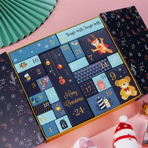 Calendario de Adviento personalizado, caja de decoración de Festival, sublimación, cuenta atrás de algodón, colgante, Navidad, caja de calendario de adviento