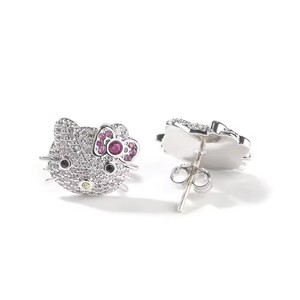UWIN-Ensemble de Boucles d'Oreilles à Breloque Hip Hop Vibe avec Chaîne Cubaine, Anneau de Kitty, Doux, Cool, Bling, <span class=keywords><strong>Collier</strong></span> Unisexe Glacé - Product Image 4