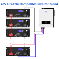 51.2v 100ah 200ah Batterie montée en rack Stockage d'énergie domestique Système d'énergie solaire 10kwh 5kwh avec batterie au lithium-ion