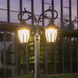 Lampadaire de jardin extérieur en fer avec abat-jour en verre LED, lumière blanc chaud 2700K, IP66, ampoule A19 non amovible, AC 220V, détecteur de mouvement, alimenté par énergie solaire - Product Image 6