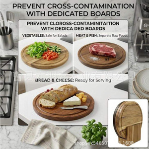 Juego de Tablas de Cortar Redondas de Madera, Multifuncionales, para Servir Queso, Pan, Verduras, Carne, para Cocina, Comedor y Uso en Exteriores - Product Image 2