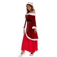Vestido de Navidad Yi Xiaoyi para Mujer Adulta, Vestido Rojo de Terciopelo con Hombros Descubiertos y Adorno de Piel, Tallas M-6XL, Conjunto Completo