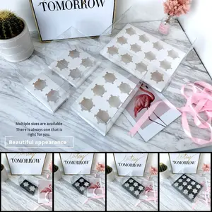 Caja de pastel para hornear vasos de <span class=keywords><strong>papel</strong></span> transparente 2/4/6/8/10/12 cápsulas para celebración de cumpleaños caja de embalaje de pastel pequeño estampado para alimentos - Product Image 4