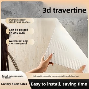 Panneau mural extérieur léger et flexible en pierre, travertin, imperméable, ignifuge, revêtement mural en granit artificiel, panneau décoratif mural 3D - Product Image 1
