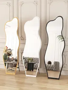 Produttori di forma speciale in legno a figura intera spogliatoio MDF all'ingrosso camera da letto per uso domestico doccia irregolare specchio da parete appeso