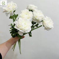 Bunga Ranunculus Sutra Buatan Berkualitas Tinggi 2 Tangkai Warna Pink Putih untuk Dekorasi Pernikahan (Barang Baru)