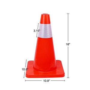 CITICITY 12 Pack 18" Reflective Traffic Cones Fluorescent Orange PVC Safety Cones with 4 Inch Reflective Strips for Road Parking - Product Image 4