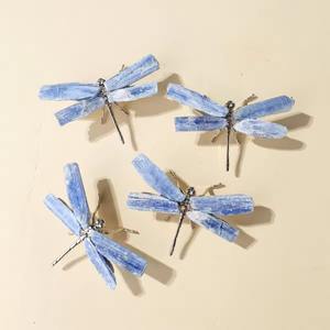 Wholesale High Quality Hand-Carved Natural Blue Kyanite Dragonfly <b>Crystal</b> <b>Ornament</b> for Home Decoration Holiday Gifts Healing - Product Image 2