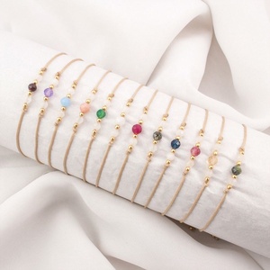 Bracelet de perles en pierre naturelle personnalisé par un designer, bijoux zodiacaux en cristal de guérison, tendance, plaqué or 18 carats, ensembles unisexes - Product Image 1