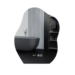 Meubles de maison Décoration de salle de bain Miroir de courtoisie en verre irrégulier rétroéclairé à LED