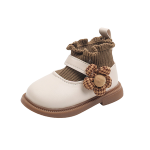 Zapatos de Vestir Blancos de Invierno para Bebés y Niñas Pequeñas, con Flores de Encaje Tejidas, Suela de Goma, para Fiestas de Cumpleaños - Product Image 1