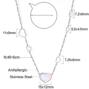 Collar con Colgante de Acero Inoxidable Plateado, Diseño 2022, con Corte de Corazón, Joyería Popular y Elegante - Product Image 2