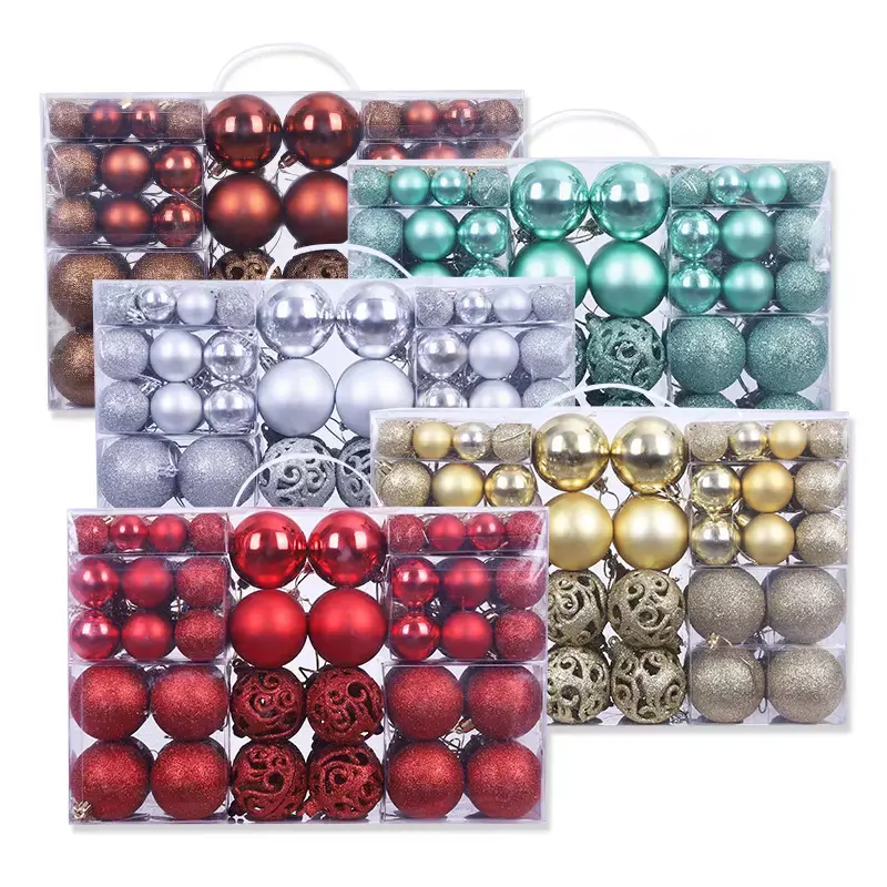 100-6cmのクリスマスプラスチックボールが付いている100 pcsクリスマスボールギフトボックスクリスマスツリーの装飾品