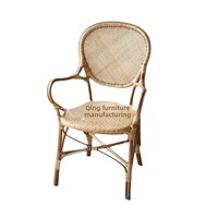 Fauteuil individuel en rotin naturel tressé avec accoudoirs, mobilier de maison, chaise de salle à manger décontractée style Wabi-Sabi pour salon