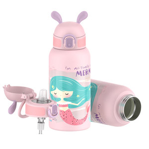 Gourde isotherme portable en acier inoxydable de 550 ml, design sirène personnalisé, impression 3D, avec couvercle pour enfants, maintien thermique 12-24 heures - Product Image 1