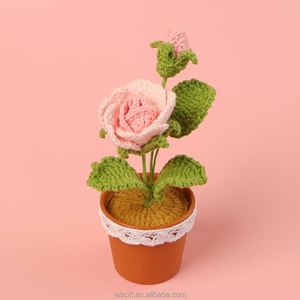 กระถางดอกกุหลาบโครเชต์ทำมือจากไหมพรม ขายส่ง สำหรับตกแต่งบ้าน - Product Image 5