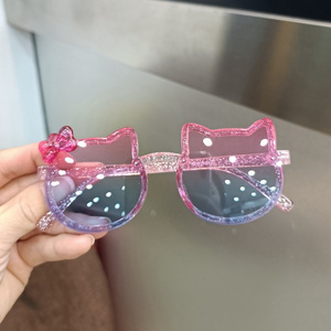 Lunettes de soleil d'été pour enfants, motif pois, avec nœud en acrylique, protection UV, pour bébés filles et garçons, style classique - Product Image 3