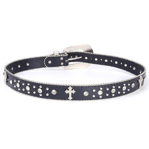 Cinturón de PU con Pedrería Personalizado al por Mayor, Fabricante Directo de Fábrica OEM/ODM, Cinturón de Moda Americana con Hebilla en S para Mujer - Product Image 2