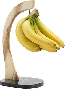 Support à bananes incurvé en bois avec base en marbre, support de rangement minimaliste pour fruits de cuisine, base en bois - Product Image 5