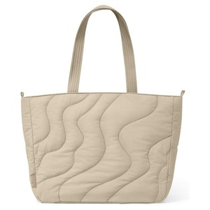 Sac fourre-tout d'hiver matelassé en polyester beige grande capacité avec deux poignées, isotherme, doux, élégant, couleur unie, pour le shopping - Product Image 1