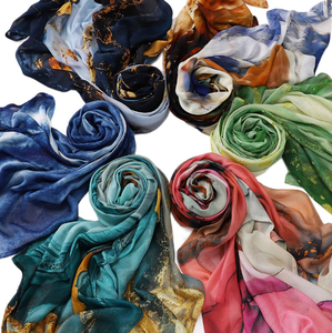 Hiyab Suave de Verano con Pequeños Brillos en el Pañuelo, Seda Amarilla con Estampados de París, Impresión 3D y Organizador de Accesorios para Abaya - Product Image 2