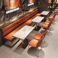 Ensemble de table et de chaises de salle à manger en acier inoxydable de style industriel HUALIN pour restaurant, hôtel, café, canapé, siège combiné