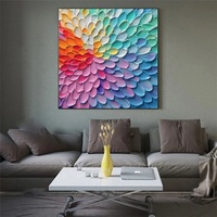 Peinture acrylique texturée sur toile, fleurs colorées abstraites, pétales bohèmes, art mural luxueux, design artisanal, cadre fait main, décoration intérieure