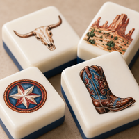 Tuiles de Mahjong en Acrylique de Luxe Western Rodeo American avec Sac de Transport Inclus OEM/ODM