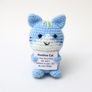 ตุ๊กตาถักโครเชต์รูปแมวขายส่ง ตุ๊กตาหมีอาร์ตเดโคแสดงอารมณ์บวก ของเล่นงานฝีมือจากผ้าและสิ่งทอ ของเล่นเย็บปักถักร้อยสำหรับเด็ก - Product Image 1