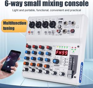 NGVM GX-06 สีขาว มิกเซอร์เสียงพกพา 6 ช่องสัญญาณ พร้อมเอฟเฟกต์เสียง 99 แบบ รองรับการบันทึกผ่าน USB ช่องต่อ XLR/TRS/RCA สำหรับการถ่ายทอดสดและการเล่นดนตรีดีเจ - Product Image 2