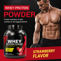 Suplemen Bubuk Protein Whey Atletik untuk Pemulihan Pasca-Latihan Pertumbuhan Otot 1KG Grosir ODM 40 Porsi Rasa Stroberi
