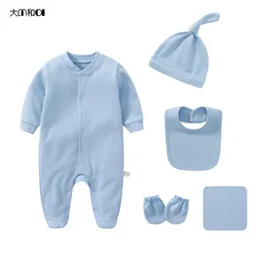 2024 Sweater Plain Wholesale Fashion Romper 5 Pack Newborn Clotheset Romper Custom Baby Onesie