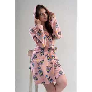 Bata de Dormir de Forro Polar para Mujer Landy, Manga Larga, Suave, Informal, con Estampado de Búho Rosa - Product Image 5