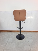 Chaise de bar haute pour comptoir intérieur, chaise en cuir marron pour îlot de cuisine