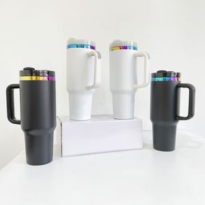 แก้วน้ำสแตนเลสเก็บความเย็นขนาด 40 ออนซ์ รุ่น H2.0 สีดำขาวเคลือบผงสีรุ้ง พร้อมโลโก้สั่งทำพิเศษ 4 ชิ้น สำหรับงานแกะสลักด้วยเลเซอร์ - Product Image 2