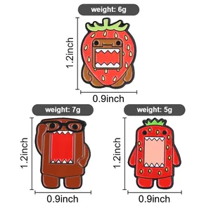 Lindo Pin Esmaltado de <span class=keywords><strong>Domo</strong></span> <span class=keywords><strong>Kun</strong></span> con Fresa y Flor, 3 Estilos, Broche de Monstruo Frutal, Regalos Promocionales Personalizables para Decoración de Mochilas - Product Image 3
