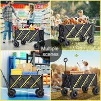 Chariot pliable portable de grande capacité pour l'extérieur, voyage en pleine nature, camping, petit chariot à tirer, chariot de courses