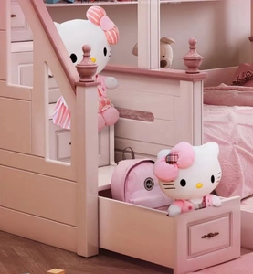 Letto a Castello Multifunzionale per Bambina con Scivolo Design Corona Rosa - Product Image 5