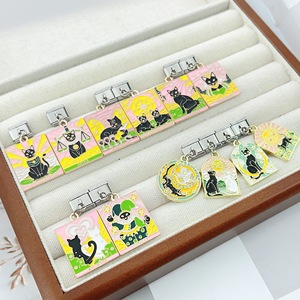 จี้แมวทาโรต์เคลือบเงา ขนาด 9 มม. สำหรับใส่กับสร้อยข้อมือสไตล์อิตาลี น่ารัก สีดำ ดีไซน์ทันสมัย จี้แบบโมดูลาร์ สำหรับทำเครื่องประดับ เป็นของขวัญ - Product Image 1