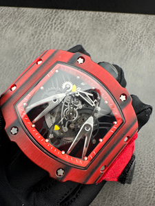 Reloj Automático de Lujo con Esqueleto Rojo para Hombre, Reloj de Pulsera Deportivo Mecánico Tonneau - Product Image 2