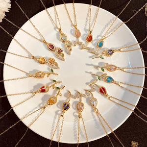 <span class=keywords><strong>2026</strong></span>年バレンタインデーギフト ステンレス製金メッキチューリップフラワーペンダントネックレス 彼女へ - Product Image 1