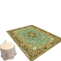 Kunstkaschmir-Quadrat-Teppich, waschfrei, schmutzabweisend, geometrisches Muster, großflächig, für Sofa, Couchtisch, amerikanischer Stil
