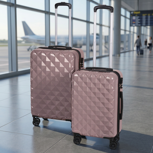 Set of 2 Rosa Gold Diamond Hard Shell <b>Suitcases</b> High Quality Durable Lightweight Stylish 4-Wheel 360 Spinner <b>Trolley</b> for Women - Product Image 3